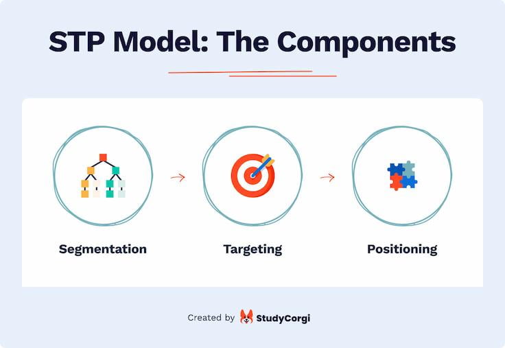The picture lists the components of the STP model.