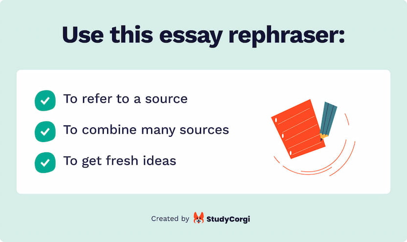 The picture lists the situations when you can benefit by using the paper rephraser.