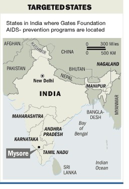 Indian states where the Avahan: India AIDS Initiative.