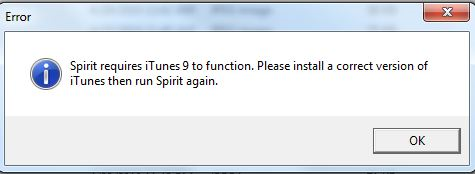 Error message on iTunes.