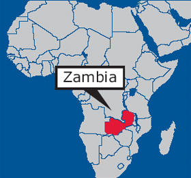 Zambia map.