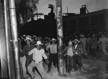 Mexican Workers Storm Border at Mexicali Feb. 3, 1954