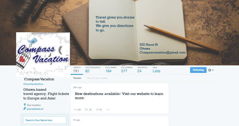 Twitter profile page for Compass Vacation.