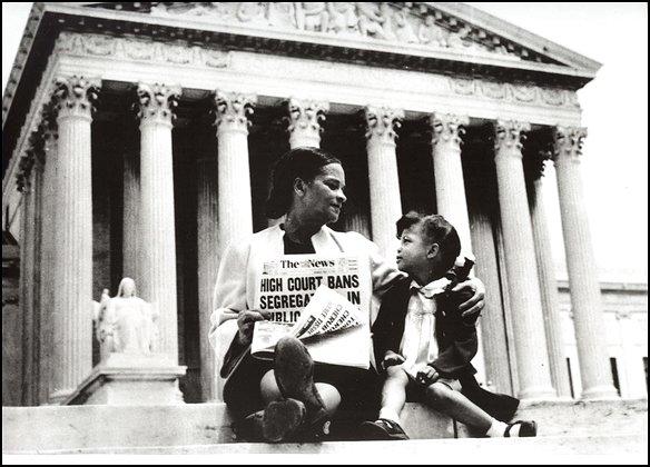 Nettie Hunt and daughter Nikie on steps of U.S. Supreme Court in 1954 (“Brown v. Board of Education: Where Have We Been, Where Are We Now, and Where Are We Going”).