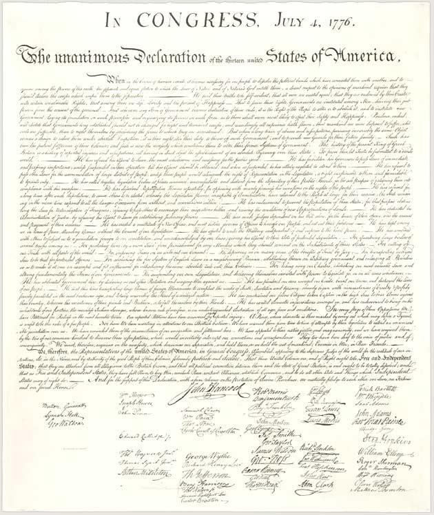 The stone curving image of the declaration of independence of 1823.