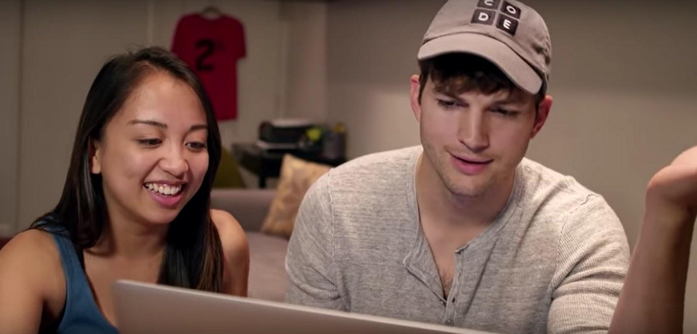 Ashton Kutcher coding from “The Hour of Code Is Here.” 