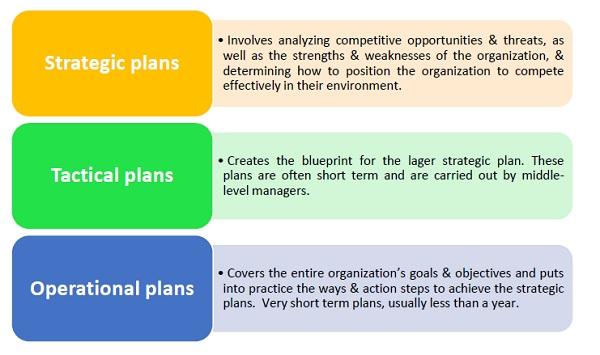 Management principles – types of plans.