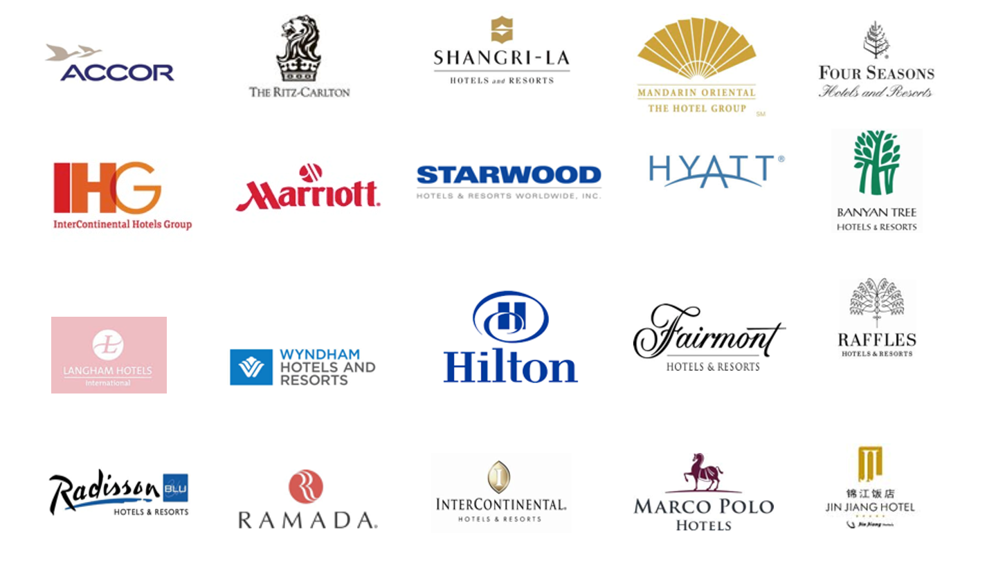 Top brands in the hospitality industry.