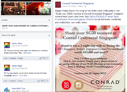 Conrand Centennial Singapore SG50 campaign on Facebook