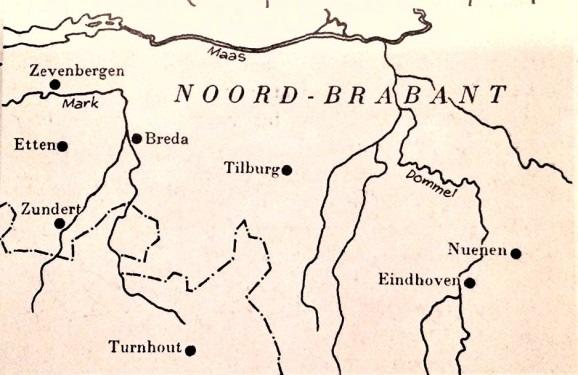 Map of the region of the Netherlands where Van Gogh grew up.