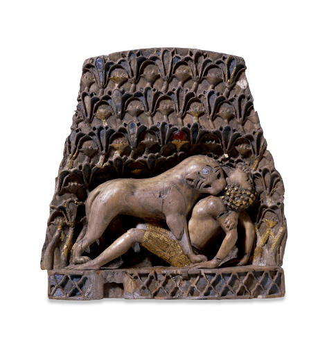 Ivory plaque of a lioness devouring a boy