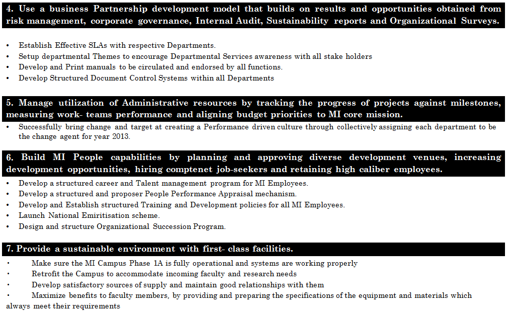 The Strategic Objectives developed by the Vice President’s Office
