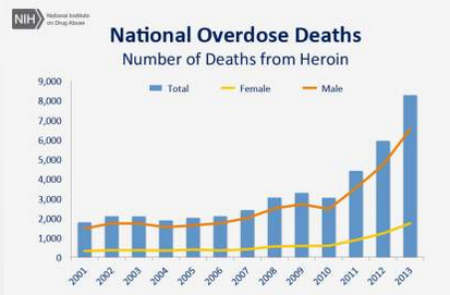 Number of deaths from heroin in the United States to support the third point