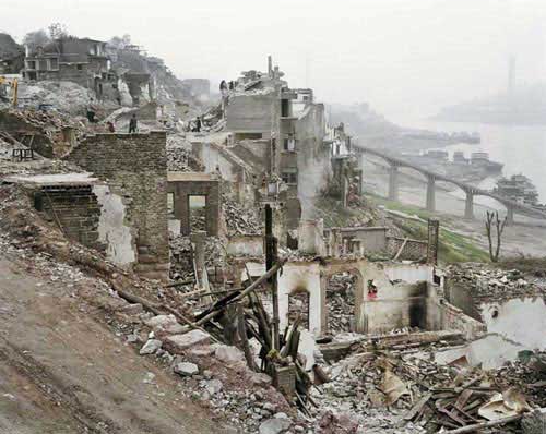 Destroying buildings for resettlement
