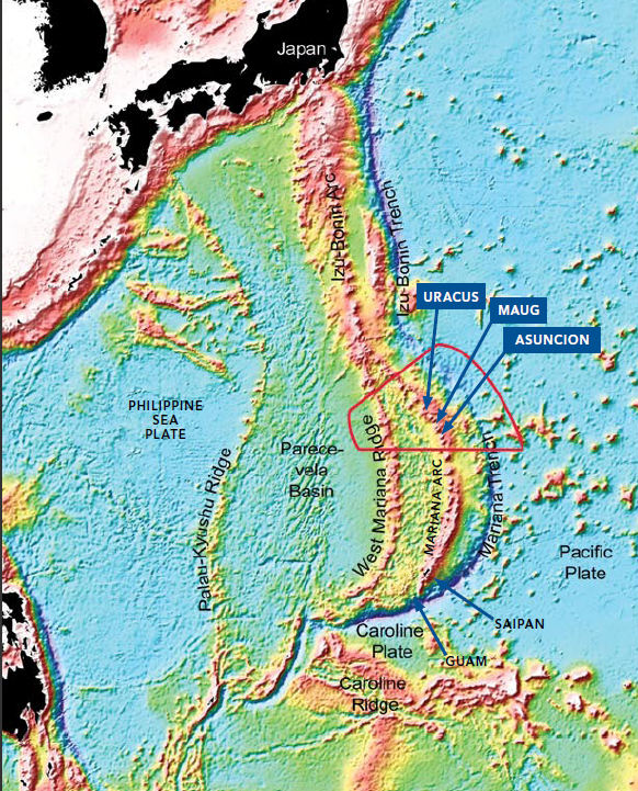 The location of the Mariana Trench