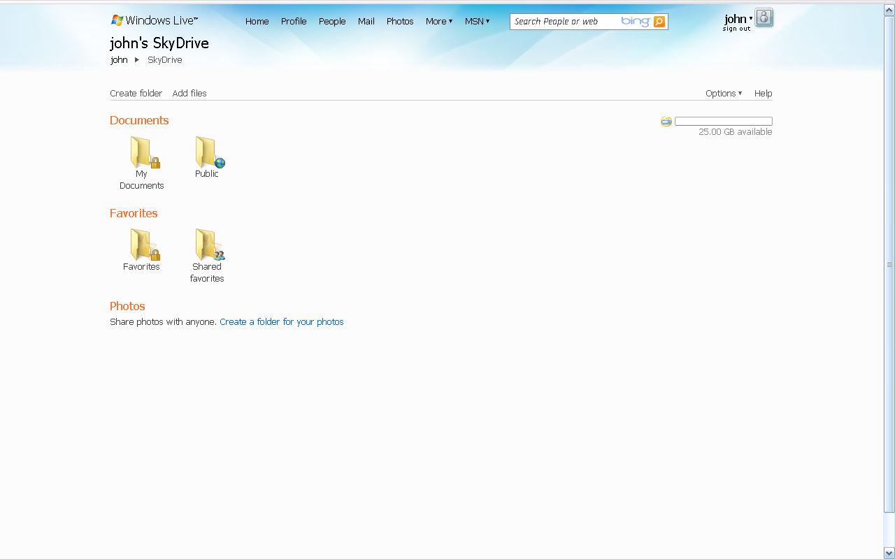 SkyDrive folders