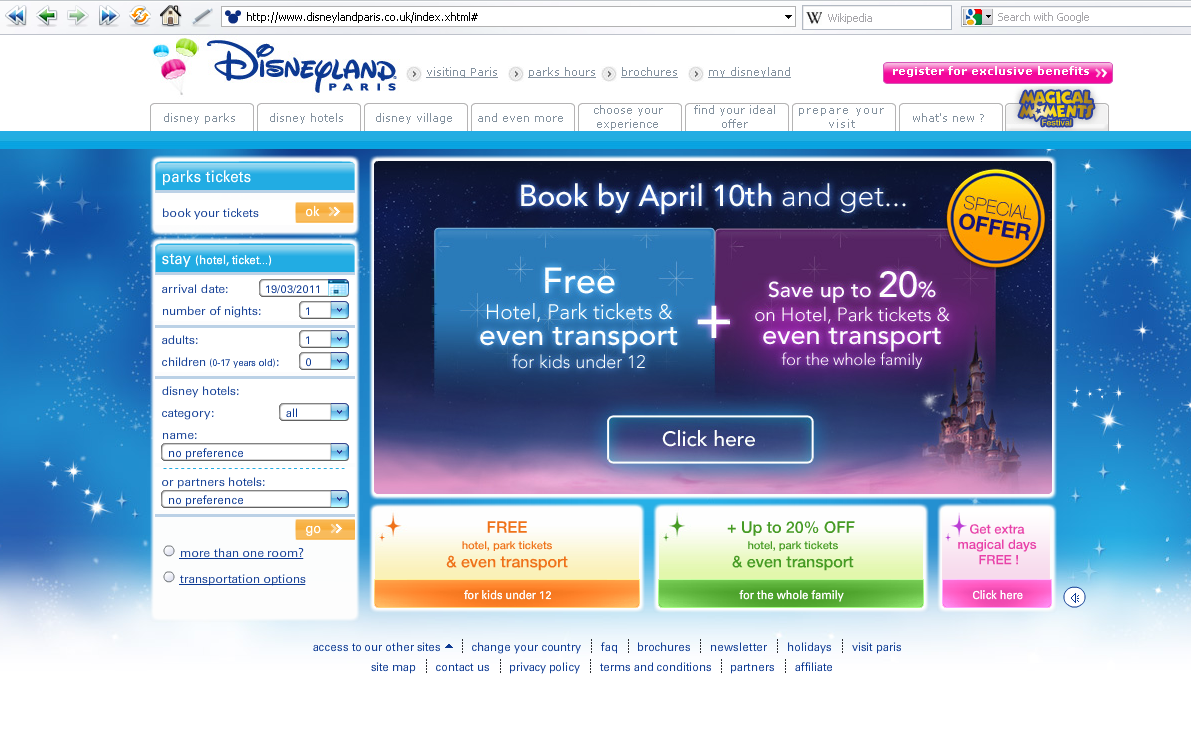 The Homepage of Disneyland Paris