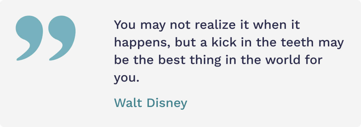 The picture contains a famous quote by Walt Disney about failure.
