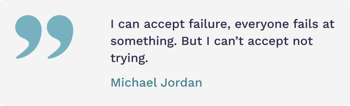 The picture contains a famous quote by Michael Jordan about failure.