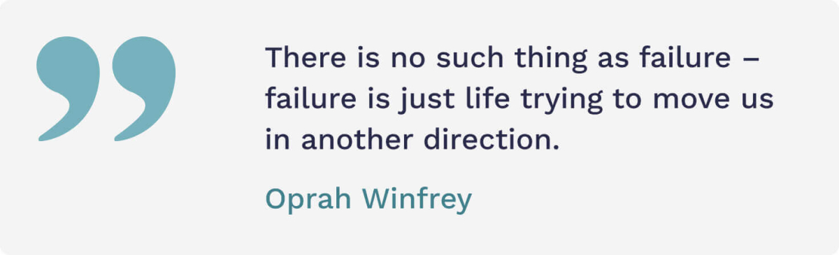 The picture contains a famous quote by Oprah Winfrey about failure.