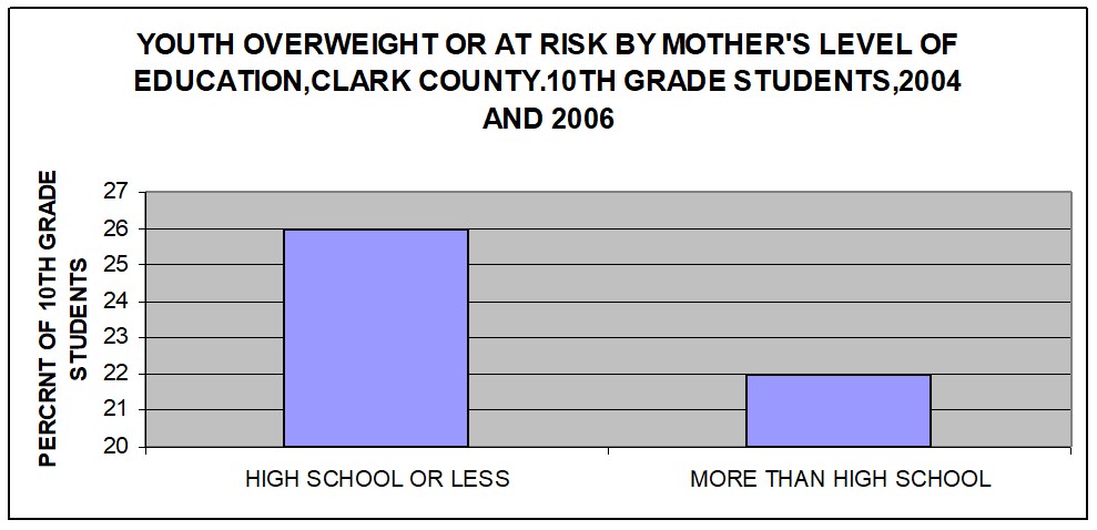 Youth overweight at risk by mother's level of education