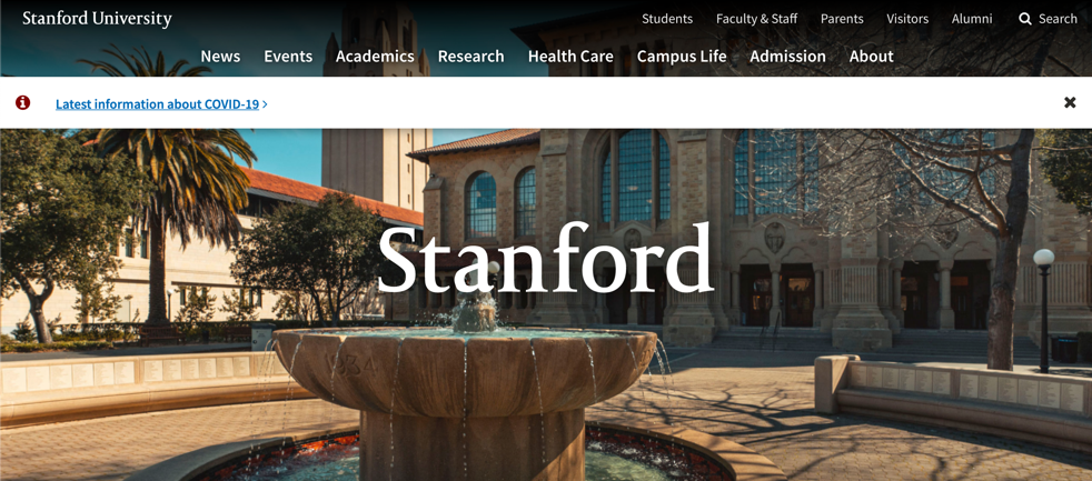 Homepage of Stanford University
