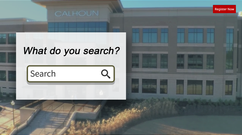 Calhoun Community College homepage concept: simple visualization relaxes the user's eyes, and machine learning accurately performs the request