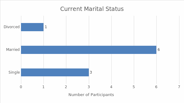 The current marital status of participants.