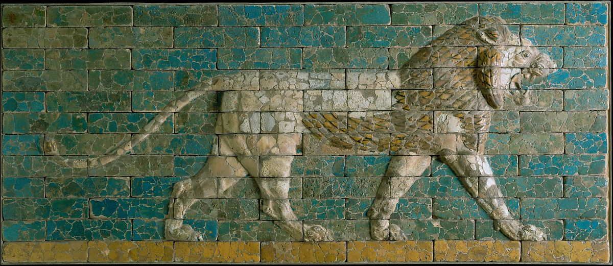 Panel with striding lion, ca. 604–562 B.C.