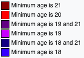 Minimum legal drinking age as of 1983