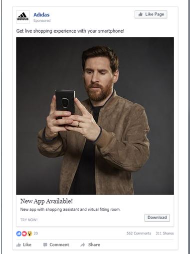 Facebook ad with Leo Messi
