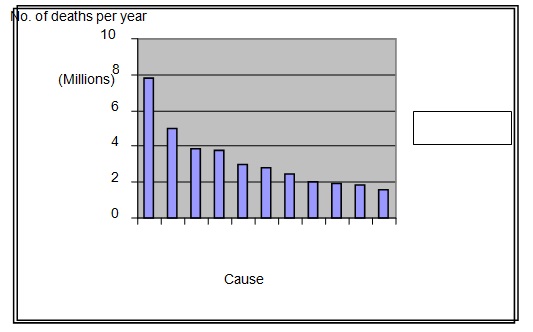 Number of preventable deaths per year against causes.