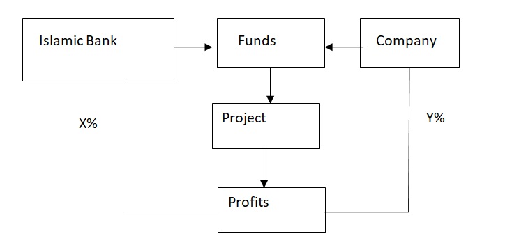 a musharakah agreement where both profits and gains are shared by both parties involved and profits shared according to the capital contributed.