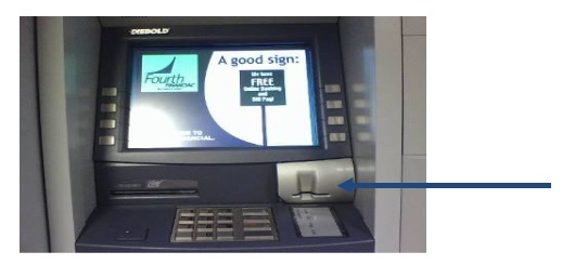 An ATM that has been fitted with a skimmer.