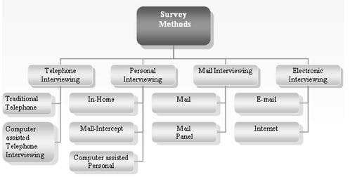 The classification of survey methods.