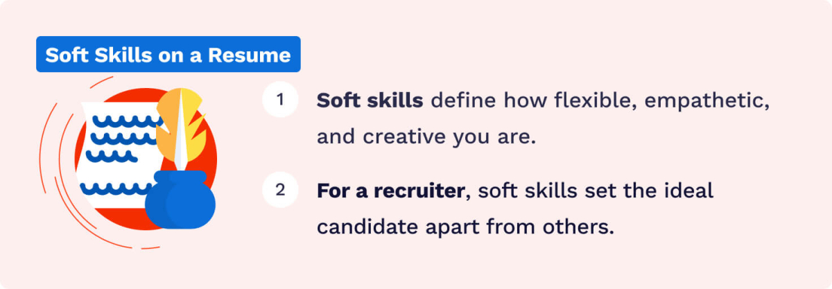 The picture provides introductory information about soft skills on a resume.