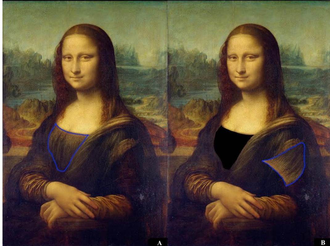 The trail of blue marked point movement in Mona Lisa’s portrait (Keshelava, 2020, p. 18).