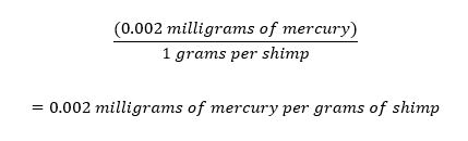 The concentration of mercury per shrimp in mg/g-shrimp)