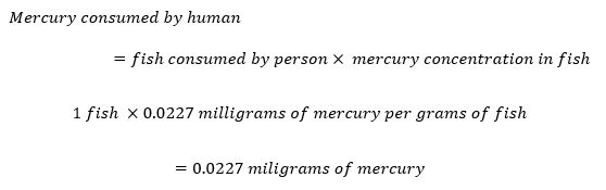 Mercury consumed by a person in 1 day given a person from this community eats 1 fish daily