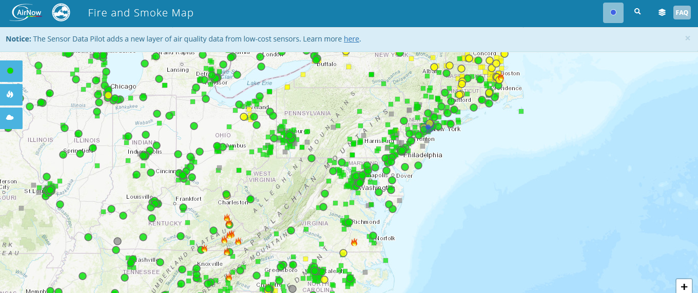 Fire and smoke map