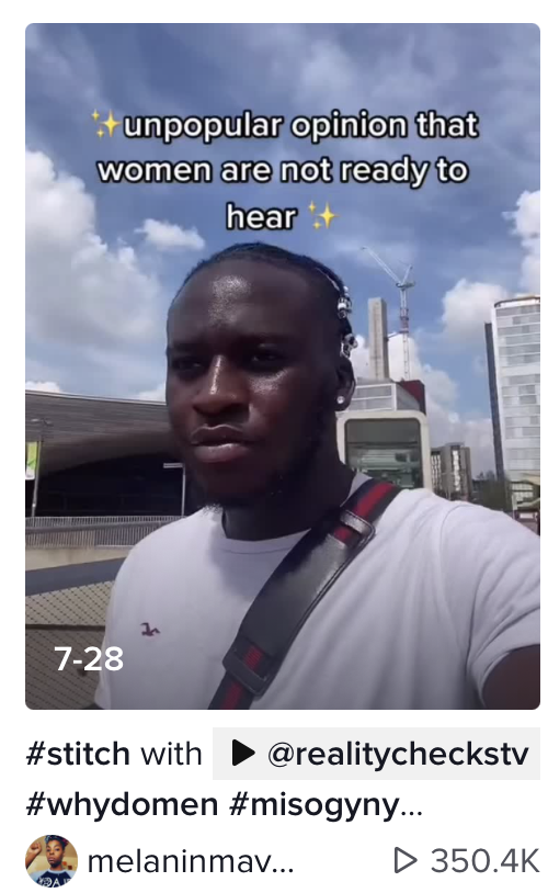 Figure 4. Example of two videos, the left one by a feminist and the right one by an opponent of the idea of feminism (found on the social network TikTok).