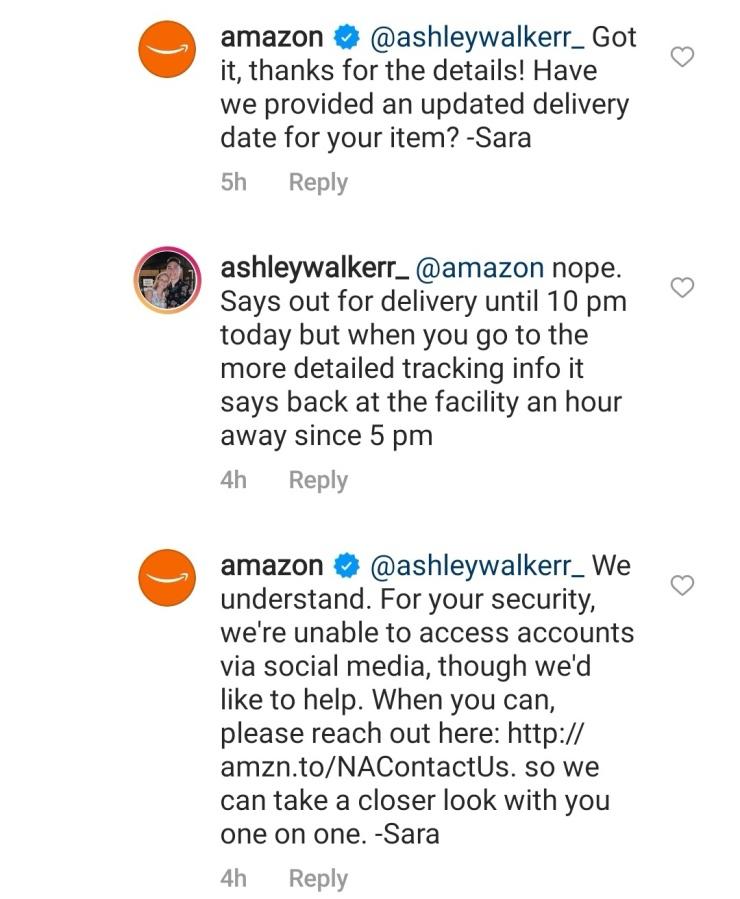 Amazon’s Instagram response