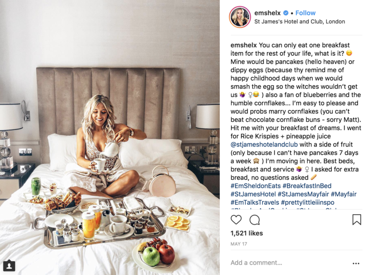 Example of the digital influencer campaign for hotels.