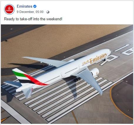 An Example of Average Post from Official Emirates’ Account on Facebook