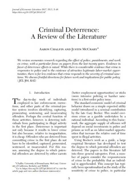 Criminal Deterrence: A Review of the Literature