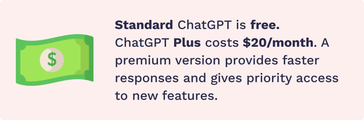 The picture provides information about ChatGPT's free and paid 