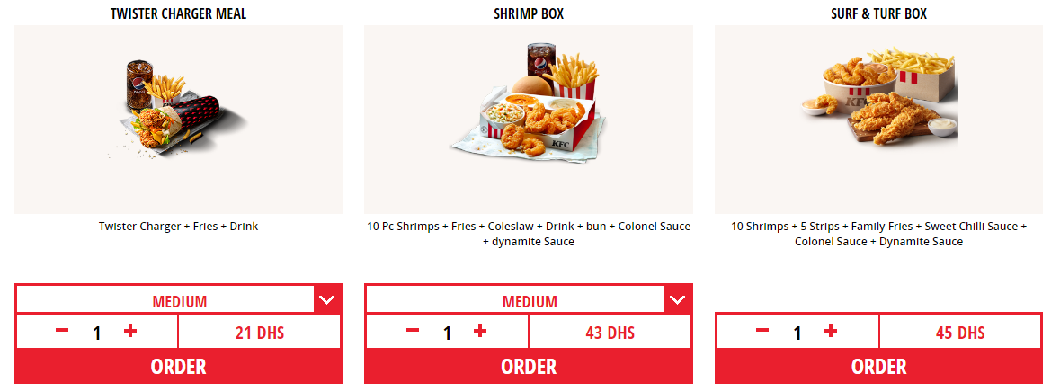 Competitive product prices at KFC