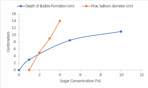 Dependence of Depth of Gas Formation and Maximum Balloon Diameter on Substrate Concentration