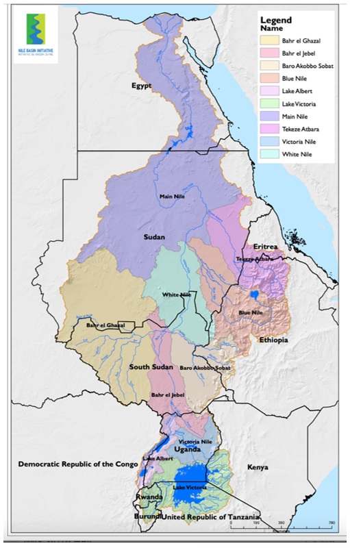 Major subbasins of the Nile River
