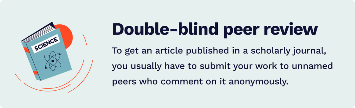 The picture defines double-blind peer review as an indispensable element in the life of any scholar.